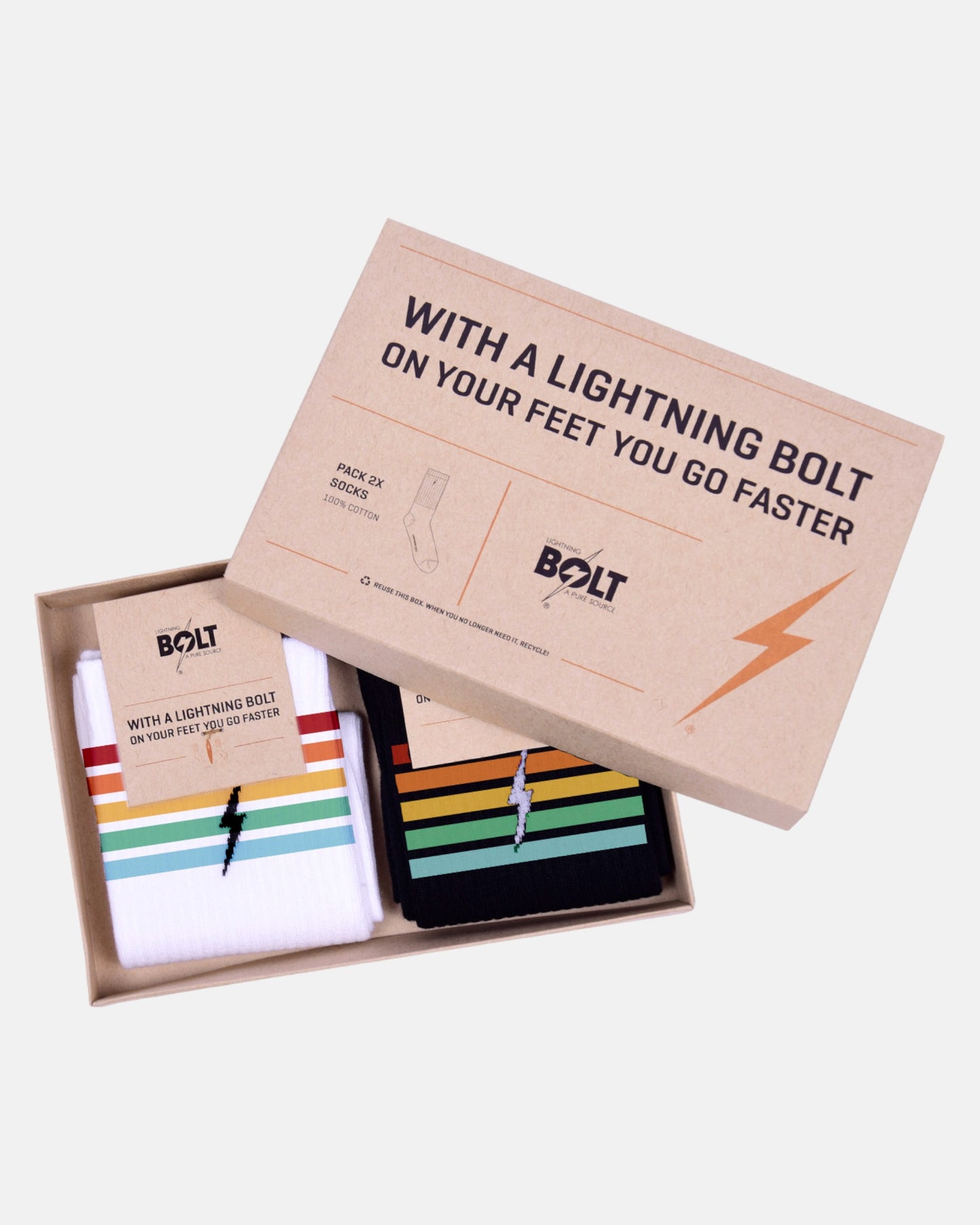 BOLT SOCKS STRIPES 2 PACK