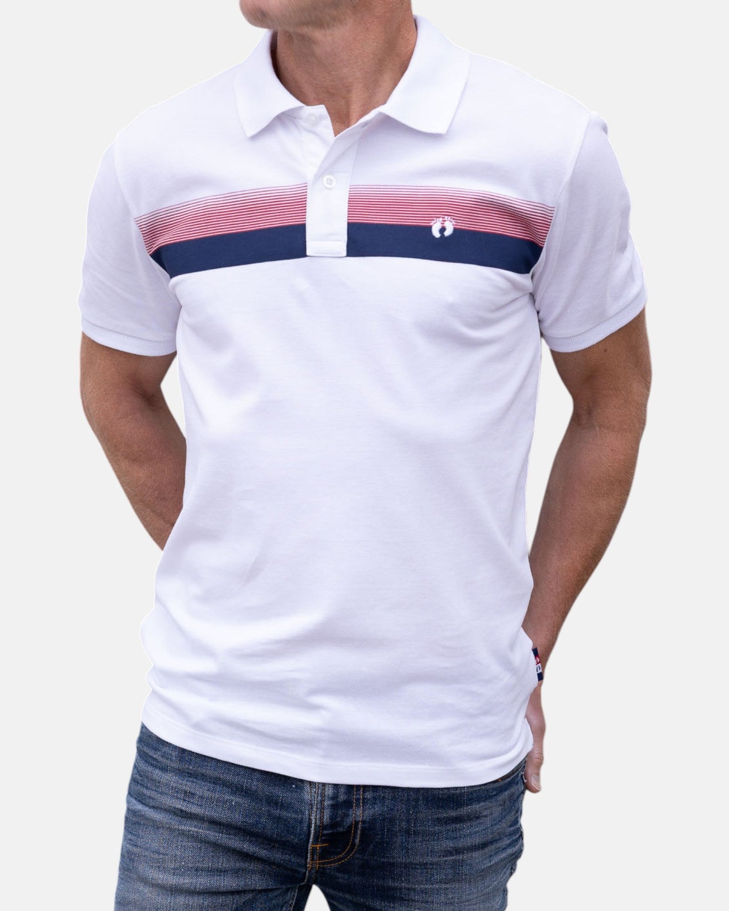 Striped Organic Cotton Polo Shirt - White