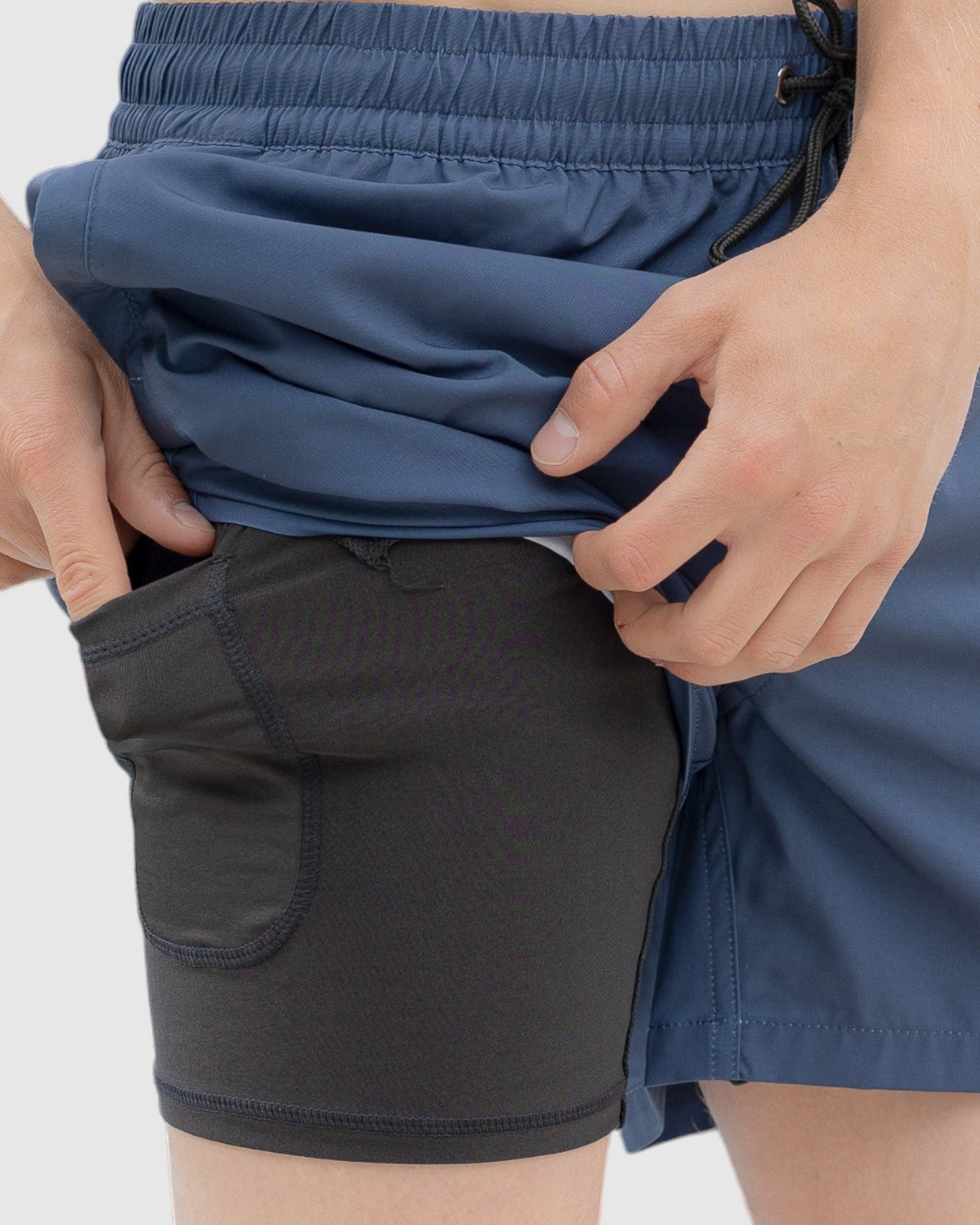 Swim hybrid shorts with inner tights - Navy