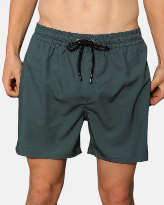 Swim hybrid shorts with inner tights - Green kahki