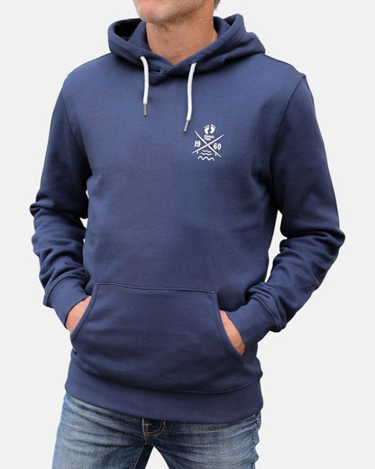 Cross Board Retro Organic Cotton Hoodie - Mood Indigo