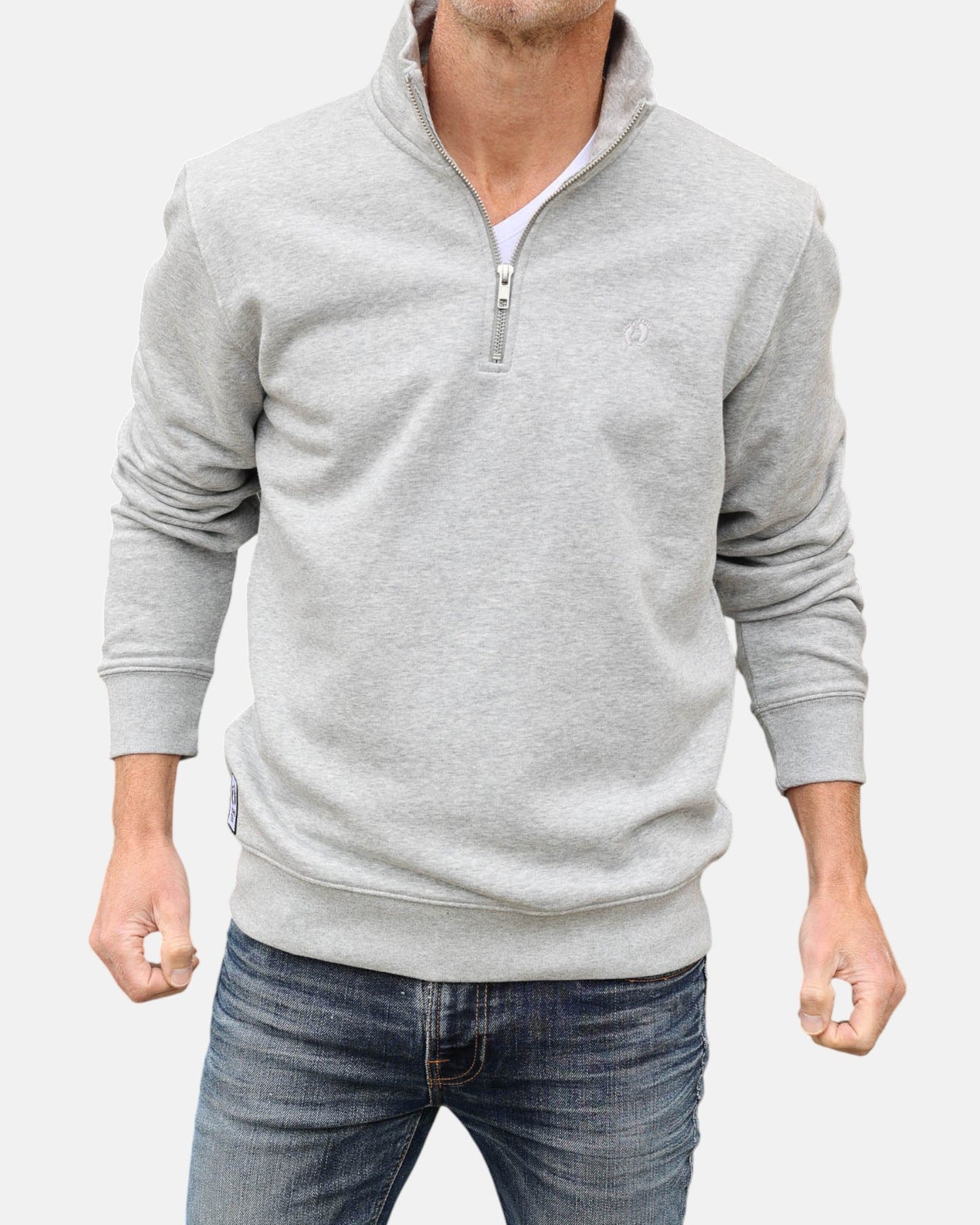 Quarter Zip Sweatshirt - Heather Grey M