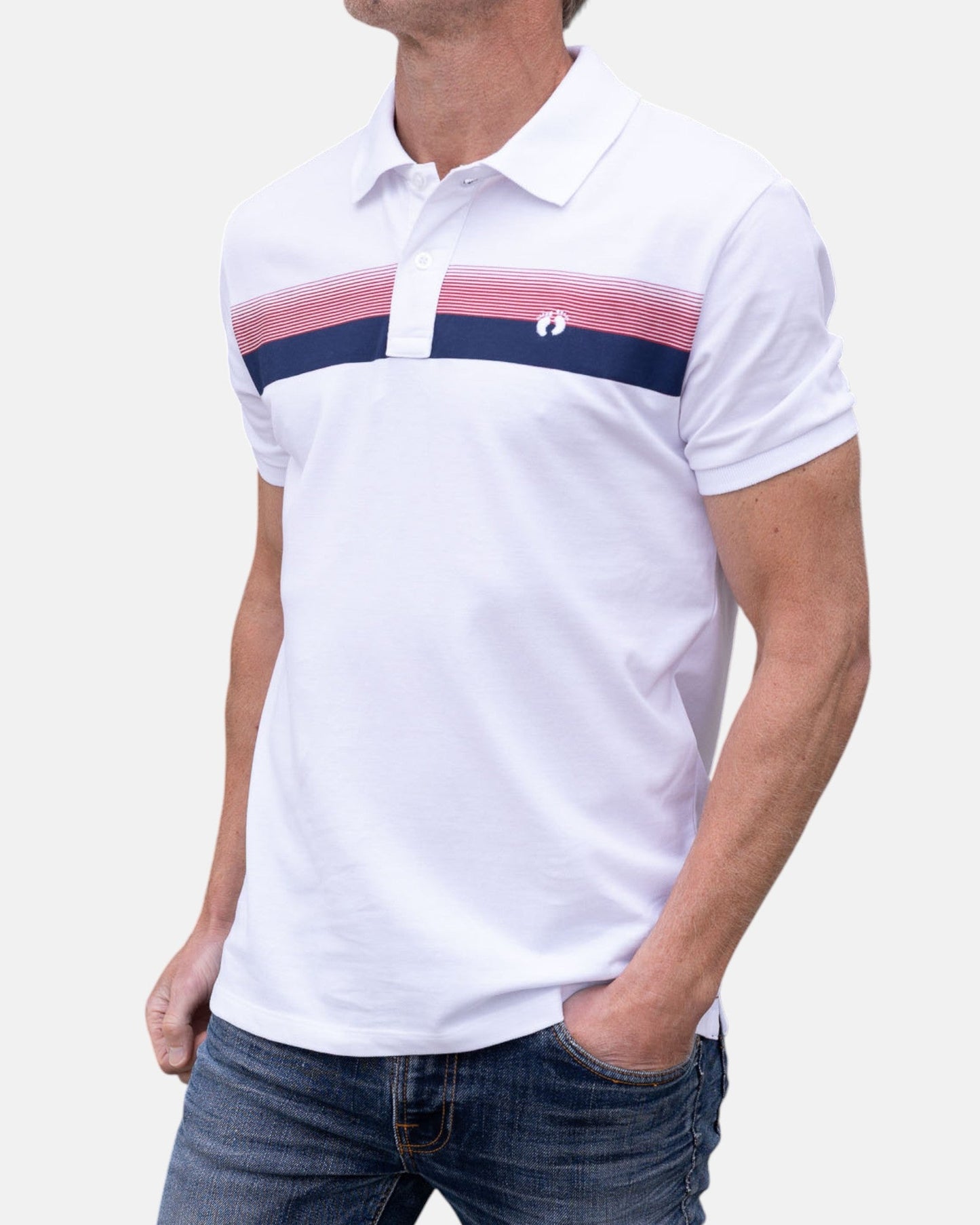 Striped Organic Cotton Polo Shirt - White