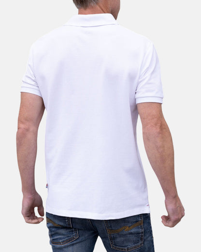 Striped Organic Cotton Polo Shirt - White