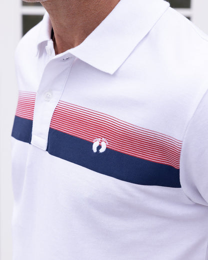 Striped Organic Cotton Polo Shirt - White