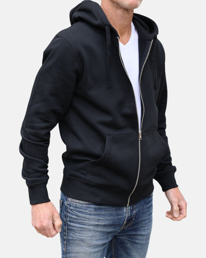 Zip Organic Cotton Hoodie - Black