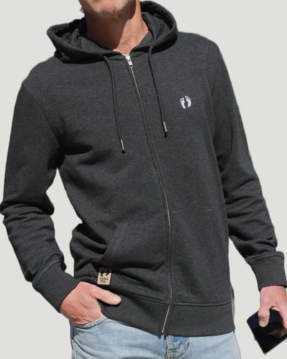 Hang Ten Icon Zip Hoodie - Dark heather grey