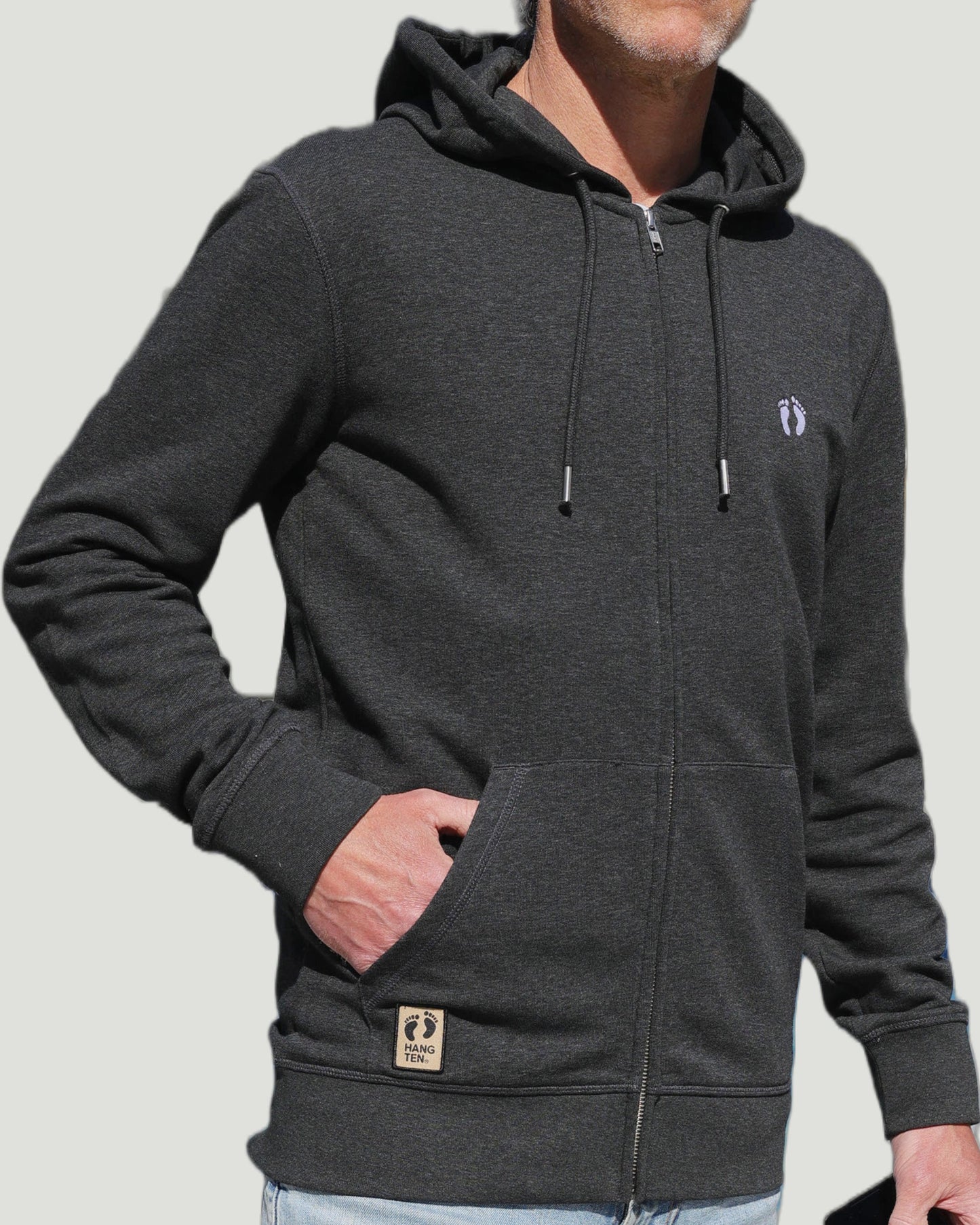 Hang Ten Icon Zip Hoodie - Dark heather grey