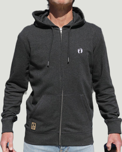 Hang Ten Icon Zip Hoodie - Dark heather grey