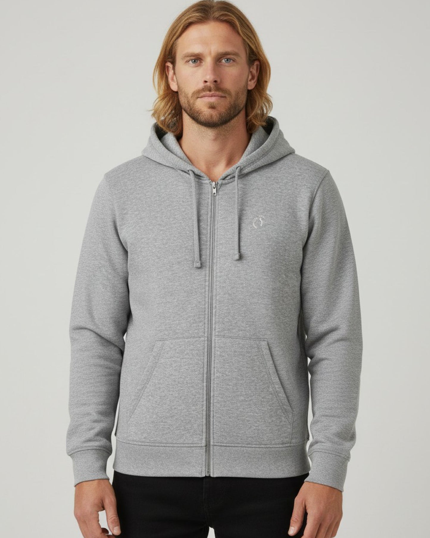 Zip Organic Cotton Hoodie - Heather Grey