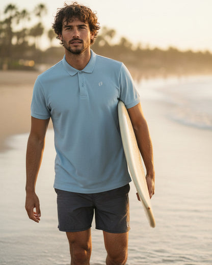 Icon Organic Cotton Polo Shirt - Sky Blue