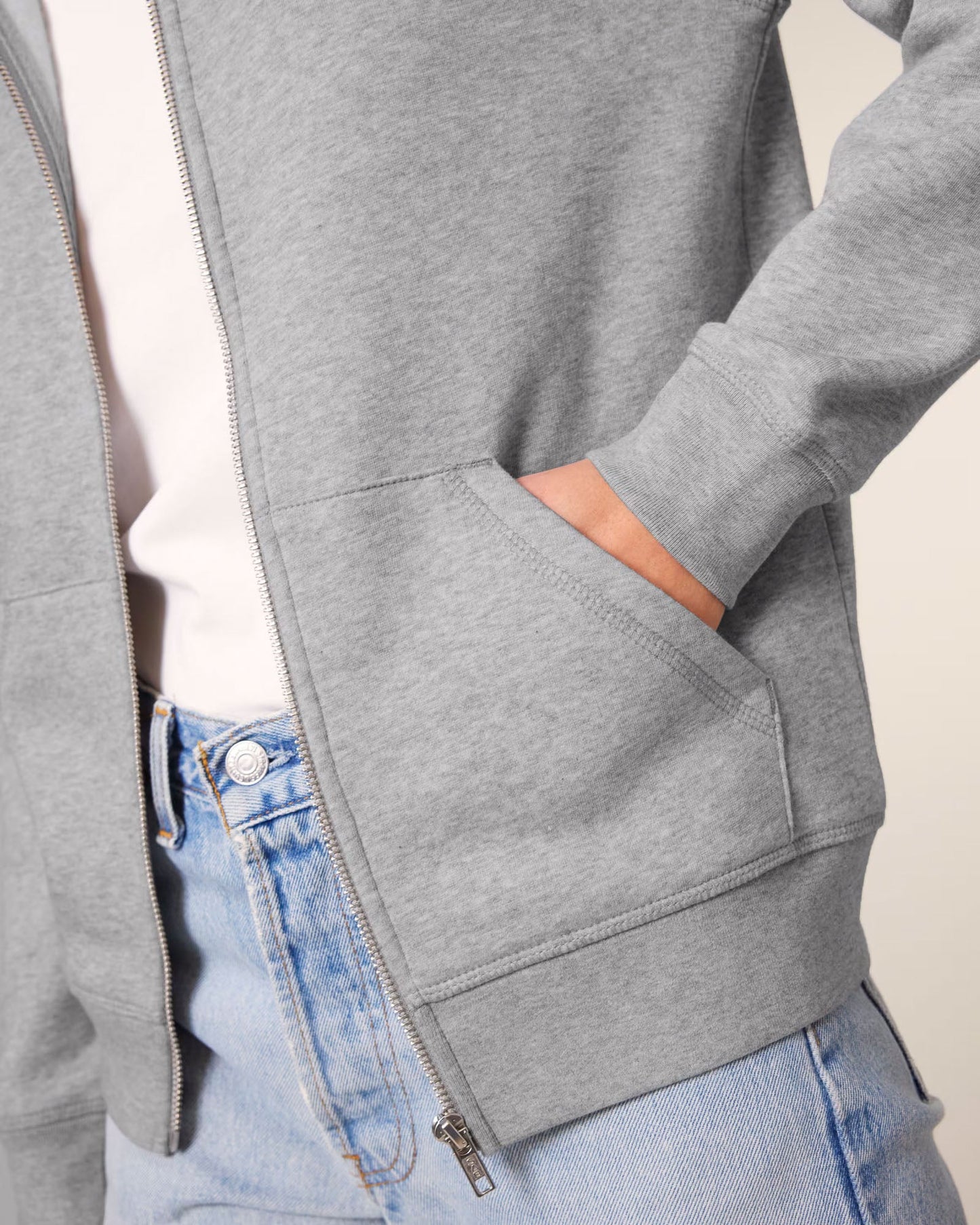 Zip Organic Cotton Hoodie - Heather Grey W