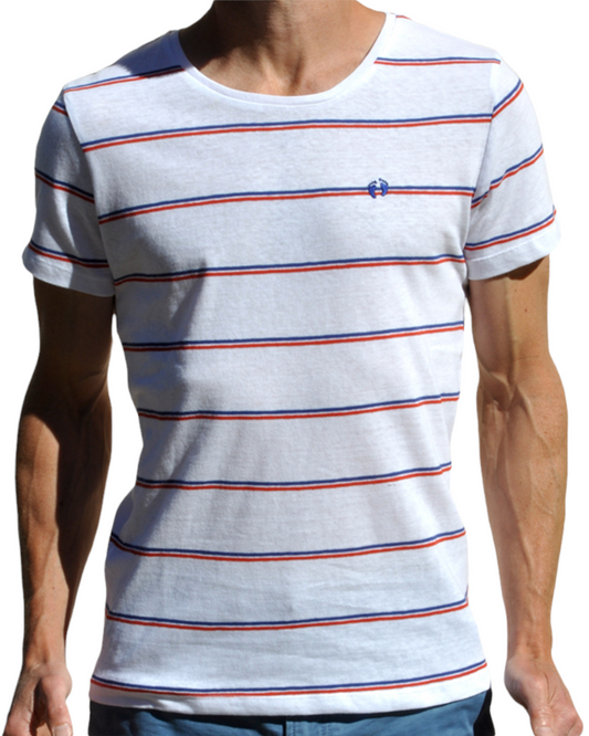 Hang Ten Striped T-shirt - Red&Blu&White